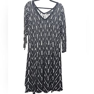 Lane Bryant Black and White Chevron Long Sleeve Dress 18/20 NWT Office Plus Size